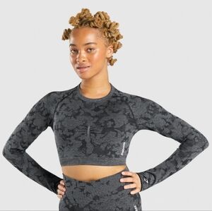 Gymshark Camo Adapt Gray Black Long Sleeve Top